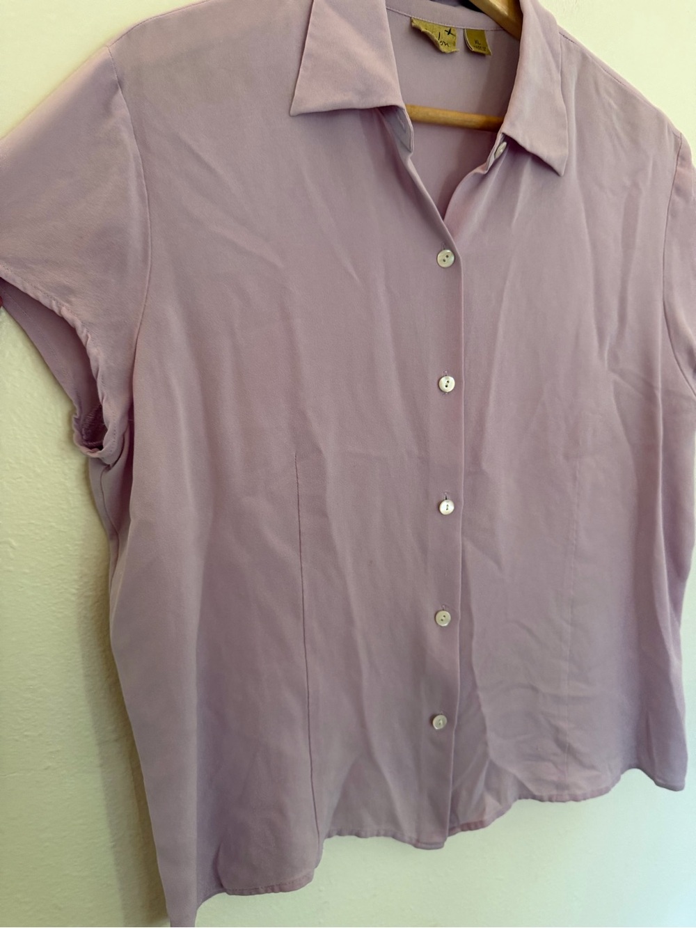 Caslon Lilac Short-Sleeve Button Front Blouse 100% silk - Picture 6 of 6